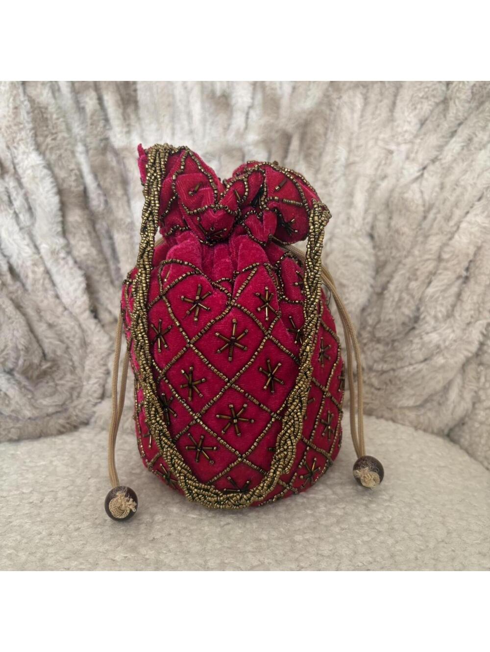 PINK VELVET POUCH BAG